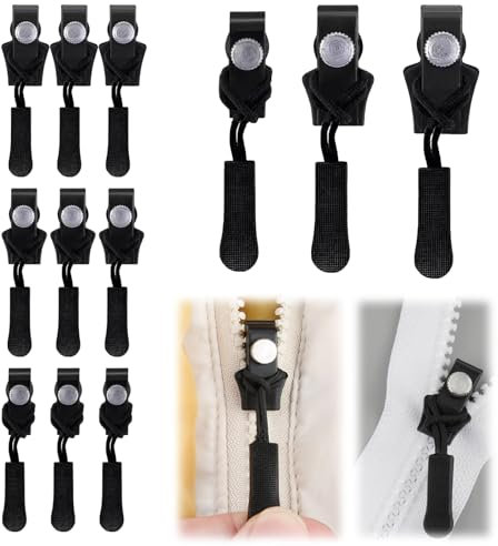 Reißverschluss Zipper Ersatz, 12 Stück Universell Reißverschluss Reparatur Set, Abnehmbares Ersatz Zipper für Reißverschluss, Reißverschluss-Zipper Set, Reißverschluss Fix Kit für Jacke/Mantel/Rucksac