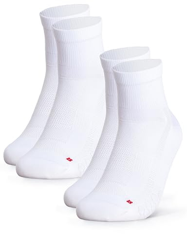 Occulto Herren & Damen kurze Rennradsocken 2er Pack (Modell: Thomas), Quarter Fahrradsocken Weiß 43-46