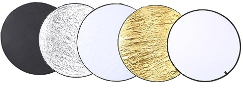 Mtlavishy 110 cm 5 en 1 reflector de luz redonda de disco redondo plegable y difusor de fotografía portátil para fotografía de retratos interiores y exteriores con material de