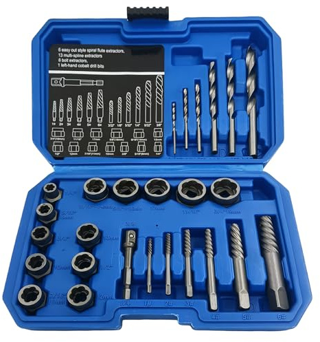 WANDGU Kit de tournevis 26 pièces : ensemble d'extracteur de vis gauche, kit de tournevis pour vis endommagées, outil spécial professionnel avec boulons d'adaptation hexagonaux pour l'atelier