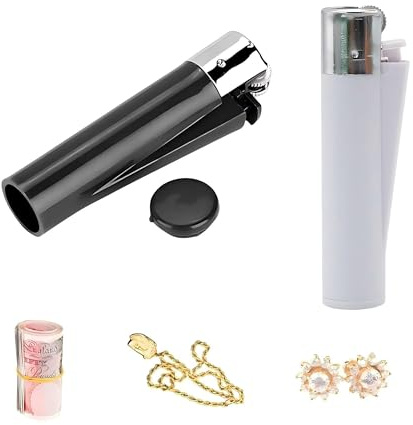 CONGGUAN 2 Pack Stash Lighter Safe Plastic Concealment Safe Mini Diversion Hidden Compartment Storage Box Secret Stash Container for Valuables Cash Coins