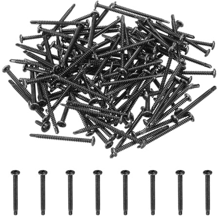 sourcing map 120Pcs M4.2 x 50mm Pan Head Self Tapping Screws, Galvanized Carbon Steel Self Drilling Screws for Metal Sheet Metal Screw, Black