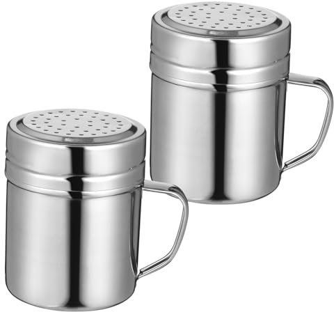 CLISPEED Shaker Per Condimenti e Contenitori Aromi in Acciaio 410# Medio Con Manico, Resistente Alla Corrosione e Lavabile in Lavastoviglie, Set Da 2 Per Uso Cucina Professionale e Bar