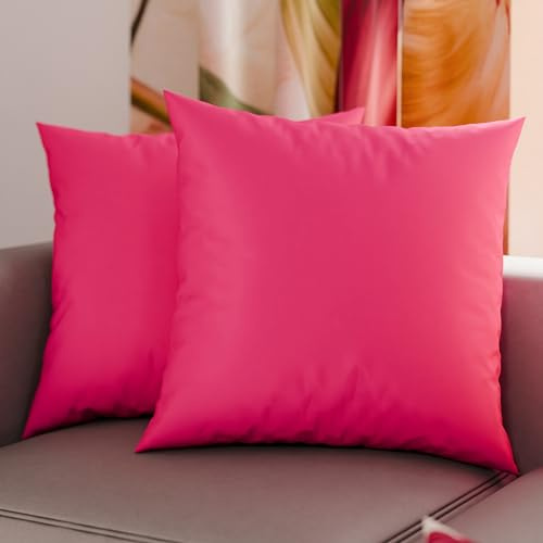PETTI Artigiani Italiani - 2er-Set Kissenbezüge 65x65 cm aus Mikrofaser, Dekokissen-Bezüge für Schlafzimmer und Sofa, Set mit 2 Kissenhüllen, Einfarbiger Kissenbezug Fuchsia, 100% Made in Italy