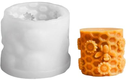 Peigne à miel - Moule en silicone 3D en forme de ruche d'abeille - Libération rapide - Pour bougies en cire d'abeille, savon, fabrication de bougies