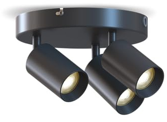 CALEX LED Deckenlampe, 3-flammig GU10 Spots, Deckenstrahler, Schwenkbar, Rund, Schwarz & Gold