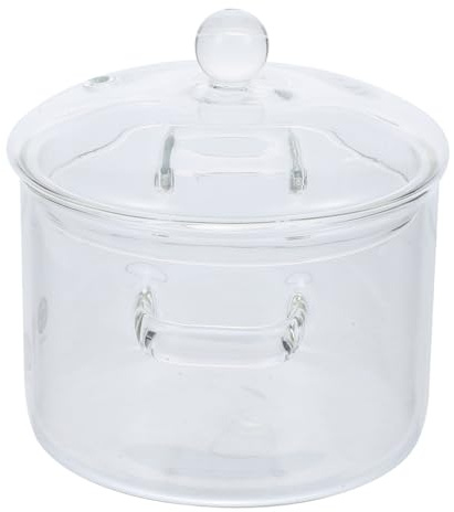 GALPADA Marmite en Verre avec Couvercle, Résistante Chaleur, pour Nouilles et Lait, Cuisson Induction, Grosse Capacité, Cuisine Maison