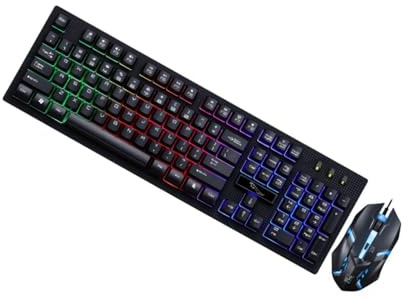 BUGUUYO Clavier et Souris Gaming USB Tactiles Ensemble Clavier Souris pour Ordinateur Design Élégant et Moderne
