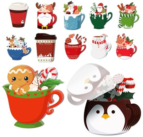 Weihnachts Notizbuch 12 Stück Rentier Tasse Bürobedarf