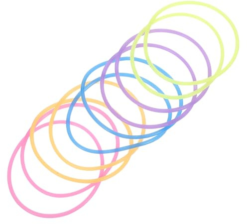 POPETPOP 10 Stück Leuchtende Silikon Armbänder Elastisch Glow in The Dark Partybänder für Jahre Accessoires in Neon Orange Himmelblau Violett Gelb