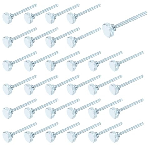 QUARKZMAN 40 Pcs Vis Moletée M3x30mm Vis à Oreilles Moletées, en Acier au Carbone Zingué, à Tête Moletée Plate, Entièrement Filetées, pour la Maison et les Machines