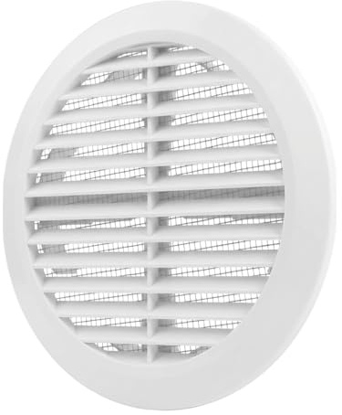 Repa Market Grille d'aération ronde de 100 mm à 150 mm - Blanc - Avec moustiquaire - Grille d'aération réglable en plastique - Pour cuisine, garage, tuyau de ventilation - Grille de protection contre
