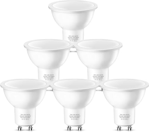 EvaStary GU10 LED Lampe 5W Warmweiß 3000K, Ersetzt 50W Halogen, 450LM | LED Leuchtmittel Ersetzt 50W Glühbirne, 120° Abstrahlwinkel Spotlight, MR16 230V Reflektorlampe, Nicht Dimmbar, 6 Stück