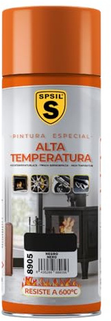 SPSIL Spray Pintura Temperatura Anticalorica Negro 400 ml,Protección Anticorrosión para Radiadores, Motores, Parrillas y Más,Pintura para Coche y Moto,Resistencia 600°C