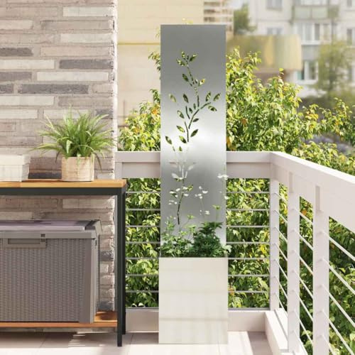 Moderna separación de torres de jardín, lona de privacidad para jardín, 32 x 140 cm, acero galvanizado, para balcón y terraza, se puede instalar rápidamente