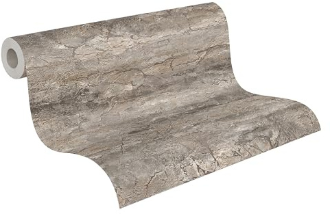 A.S. Création Vibes & Styles Tamika Raw Heritage 791995 - Carta da parati in tessuto non tessuto, motivo savana terrestre, tonalità calde di marrone, superficie in vinile, carta da parati in pietra