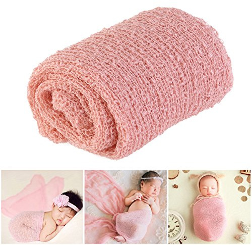 NUOLUX Neugeborenes Baby Fotografie Foto Prop Stretch Wrap lange Ripple Wrap Babyrosa