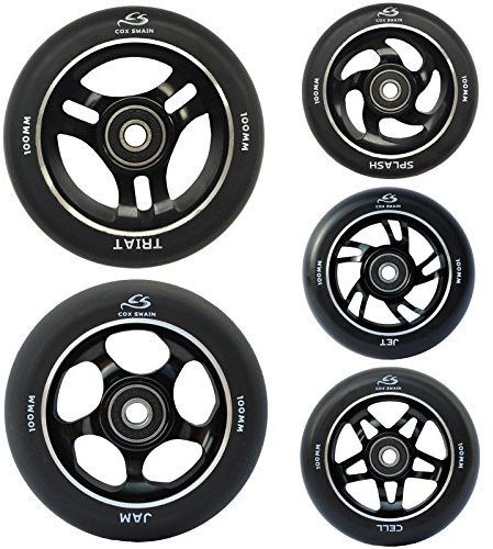 Cox Swain 2 STK. High End 100mm Stunt Scooter Rollen Alu Core - ABEC 11 Lager, Colour: Jet (Black/Black), Size: 100mm