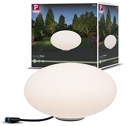 Paulmann 94176 Outdoor Plug&Shine Objet lumineux extérieur LED Stone, IP67, 3000K, 235lm, 24V, 350mm