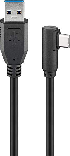 Goobay 66504 USB 3.0 auf USB C Kabel 3m / 15W Handykabel / 90 Grad USB C Winkelstecker / Ladekabel 5 Gbits SuperSpeed / USB Type C Handy Samsung Sony / Schwarz / 3 Meter