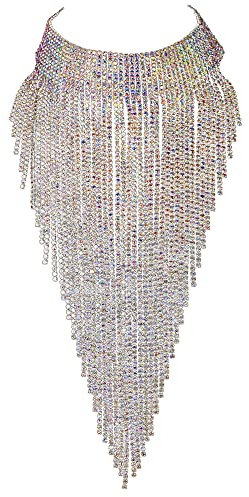 EVER FAITH Damen Kristall Atemberaubende Quaste Kragen Luxus Aussage Halskette für Bankett, Prom Clear AB Gold-Ton