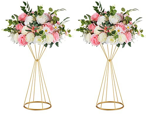 2 Pezzi Metallo Tromba Fiore 50cm Altezza Vaso Centrotavola Matrimonio Vaso Tavolo Decorazione per Matrimonio Anniversario Cerimonia Festa Compleanno Evento Corridoio Decorazione Della Casa