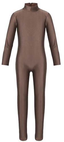 Freebily Body Ginnastica Artistica Bambina Maniche Lunghe Ballerina Vestito Danza Classica Balletto Tuta Sportiva Invernale Jumpsuit Pagliaccetto Tutine Dancewear Marrone 7-8 anni