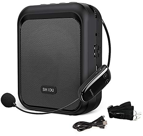 SHIDU Sprachverstärker Tragbarer Bluetooth Lautsprecher mit drahtlosem UHF Mikrofon Headset 10W 1800mAh PA-System Unterstützt Audio im MP3-Format für Lehrer, Taxifahrer, Trainer, Training, Reiseleiter