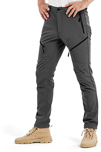 KUTOOK Pantaloni Trekking Invernali da Uomo Resisitente Impermeabile Pantaloni Softshell da Escursionismo Montagna Arrampicata Outdoor,L
