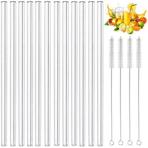 Set of 12 Glas Trinkhalme 21,5 cm Strohhalme Strohhalm Cocktail Glashalme Klar