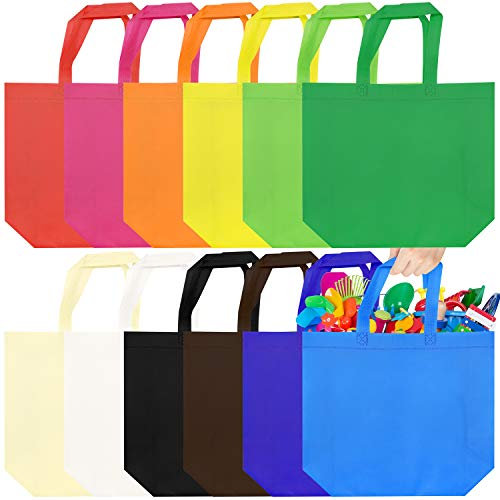 Cisolen 24 Stück Geschenktüte Vliesstoff Einkaufstaschen Partytüten mit Griff Wiederverwendbare für Geburtstagsfeier Party Hochzeit Weihnachten (12 Farben)