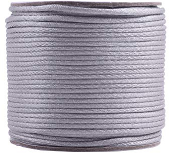 KONMAY 2.0mm Satinschnur/Flechtkordel Nylonschnur Friesen Faden Schnur für Schmuck Kunsthandwerk,45 Meters/Rolle, Grau