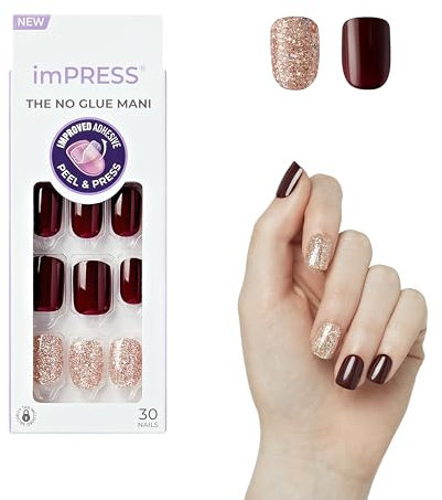 KISS imPRESS Press-On Manicure, No Other, Short Length Square, with PureFit Technology, Includes Prep Pad, Mini File, Cuticle Stick, and 30 Fake Nails