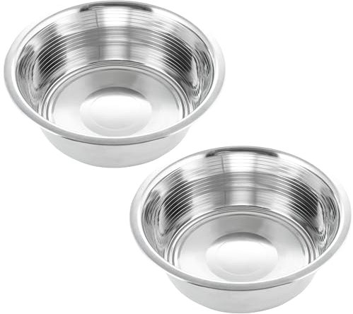 5 Cups Stainless Steel Dog Bowls, 19 cm Diameter, 6.8 cm Height, Double Pack, Dishwasher Safe