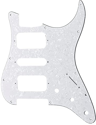 Musiclily Pro 11 Löcher HSH ST Pickguard Schlagbrett 4-lagig White Pearl | Runde Ecke, für American Mexican Fender Standard Strat Style E-Gitarre