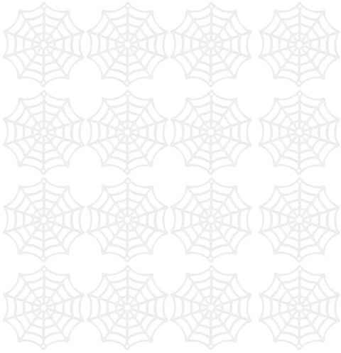 ULTNICE Luminous Plastic Spider Web, 50pcs White Cobwebs for Halloween Decorations, Creepy Hanging Spider Web for Indoor Outdoor Decor, 1.97X1.97In