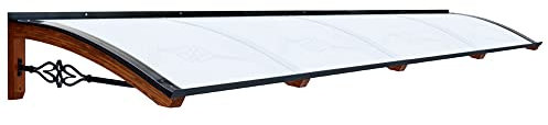 Vordach aus hölzern für den Außenbereich Farbe Teck, Opal kompakte Polycarbonatabdeckung, Modell Legno Stella, Haustür-Vordächer Größe 100 x 400 cm
