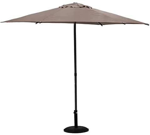 Hespéride - Parasol Droit Rond Soya Taupe - D2,7m - Haute Protection UV, Toile Amovible Déperlante et Orientable - Structure Acier Traité Antirouille