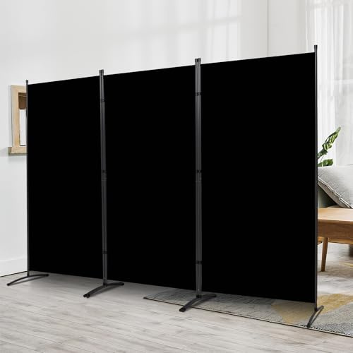 JVVMNJLK Indoor Room Divider, Portable Office Divider, Room Divider Wall Screen 3 Panel, Folding Partition Privacy Screen Walls Dividers for Room Separator 102 W x 71.3 H,Black