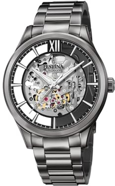 Festina Reloj Automático Hombre de Acero Inoxidable 316l Negro Reloj Analógico Hombre - Cristal Zafiro de Alta Resistencia - Resistente al Agua 5 ATM F20632/1