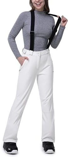 33,000ft Pantalones de esquí para mujer, pantalones con tirantes, impermeables, resistentes al viento, pantalones de softshell, con forro cálido, pantalones de snowboard, pantalones de esquí térmicos