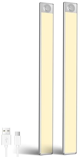 Haotao 40CM Schrankbeleuchtung 48 LED Lampe Akku, 6500K 2000mAh Schranklicht mit Bewegungsmelder, Kabellos Touch und Dimmbar, Unterbauleuchte Küche Led, Schranklicht, Kleiderschrank Lampe, 2 Stück
