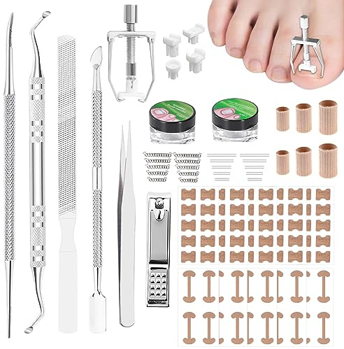 Joycabin Zehennagel Korrektur Set für Eingewachsene Zehennägel | Nagelpilz Fusspflege Set mit Korrektur-Patches und Zubehör zur Pflege eingewachsener Zehennägel für die regelmäßige Fußpflege