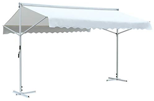 Homgoday Tenda da Sole a Gazebo 4x3 m Crema, Gazebo da Giardino, Gazebo Ombrellone da Giardino Spiaggia Pesca Esterno Antivento per Arredo Giardino Terrazzo Ambienti