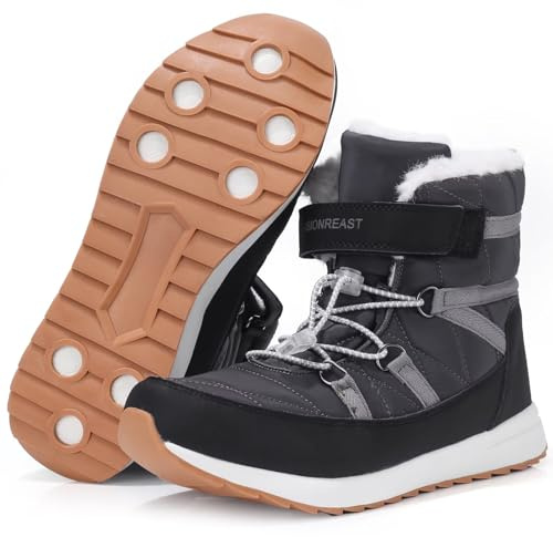 visionreast Bottes d'hiver pour homme et femme - Chaudes doublées - Bottes de neige - Chaussures de randonnée - Bottes d'hiver avec fermeture velcro antidérapante pour l'extérieur, Noir2, 38 EU