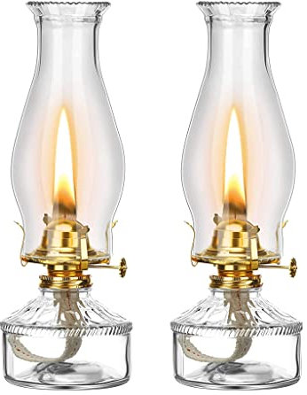 Klassiker Öllampe 2 stücke Petroleumlampe Große Vintage Öllampe Klare Klassische Glas Hurrikanlampe Wohnkultur Beleuchtung Öllampe Laterne tragbar