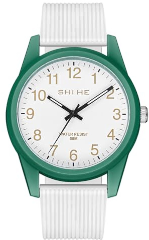 CIVO Reloj Mujer Analógico Pulsera Silicona Blanco 50M Impermeable Relojes Mujer Sencillo Elegante Redondo Luminoso Cuarzo Reloj Chica Unisex Casual, Regalo Mujer