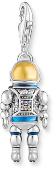 THOMAS SABO Charm-Anhänger Astronaut mit bunten Steinen Silber geschwärzt 925 Sterlingsilber, Geschwärzt, Kaltemail