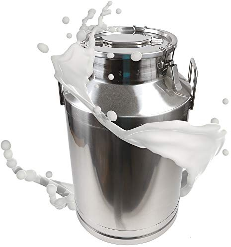 60L/15.8 Gallon Stainless Steel Milk Can - Heavy Duty Milk Jug Milk Bucket Wine Pail Bottle SS Liquid Container Storage W/Embedded Silicone Sealed Lid for Grease, Ghee, Milk, Coffee