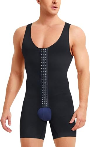 Junlan Shapewear Maillot de corps pour homme - Body Shaper - Sous-vêtement sans couture - Débardeur de compression, Noir , XS/S